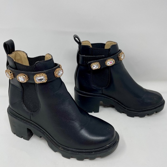 Steve Madden Black Ankle Boots with Gem Embellishments Tik Tok Favourite - Picture 1 of 15